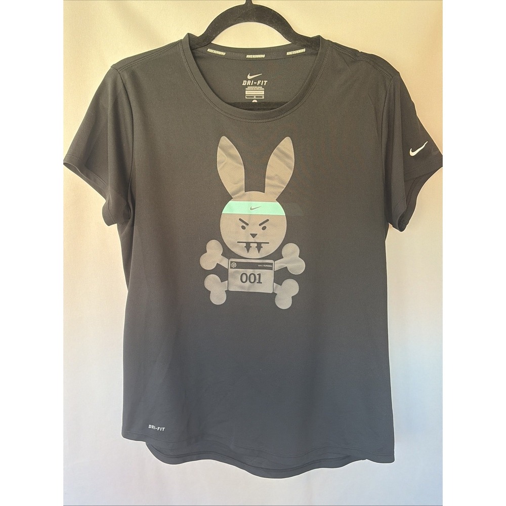 Nike Running Dri Fit T Shirt Danger Bad Bunny 001 Active Stretch‎ Large Black